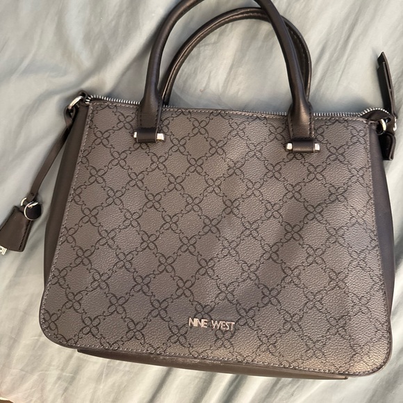 Nine West Handbags - Nine West Black and Gray Patterned Satchel